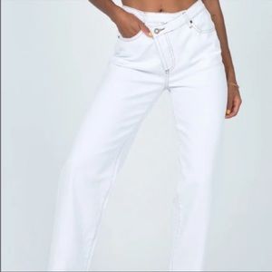 Princess Polly/Lioness Lowrider White Crisscross Denim Jeans Size 2